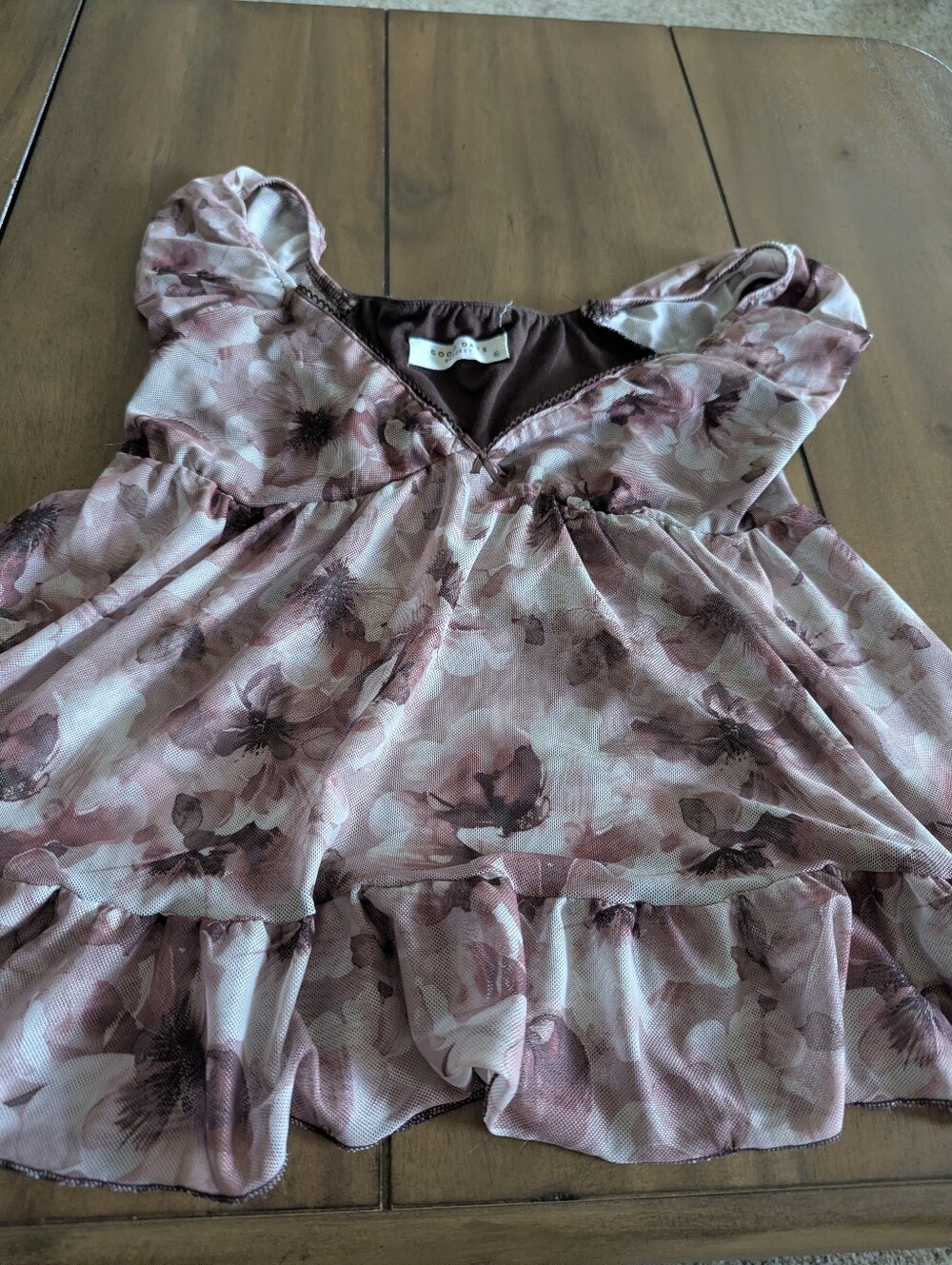 Good Days Project top features a brown and white floral print